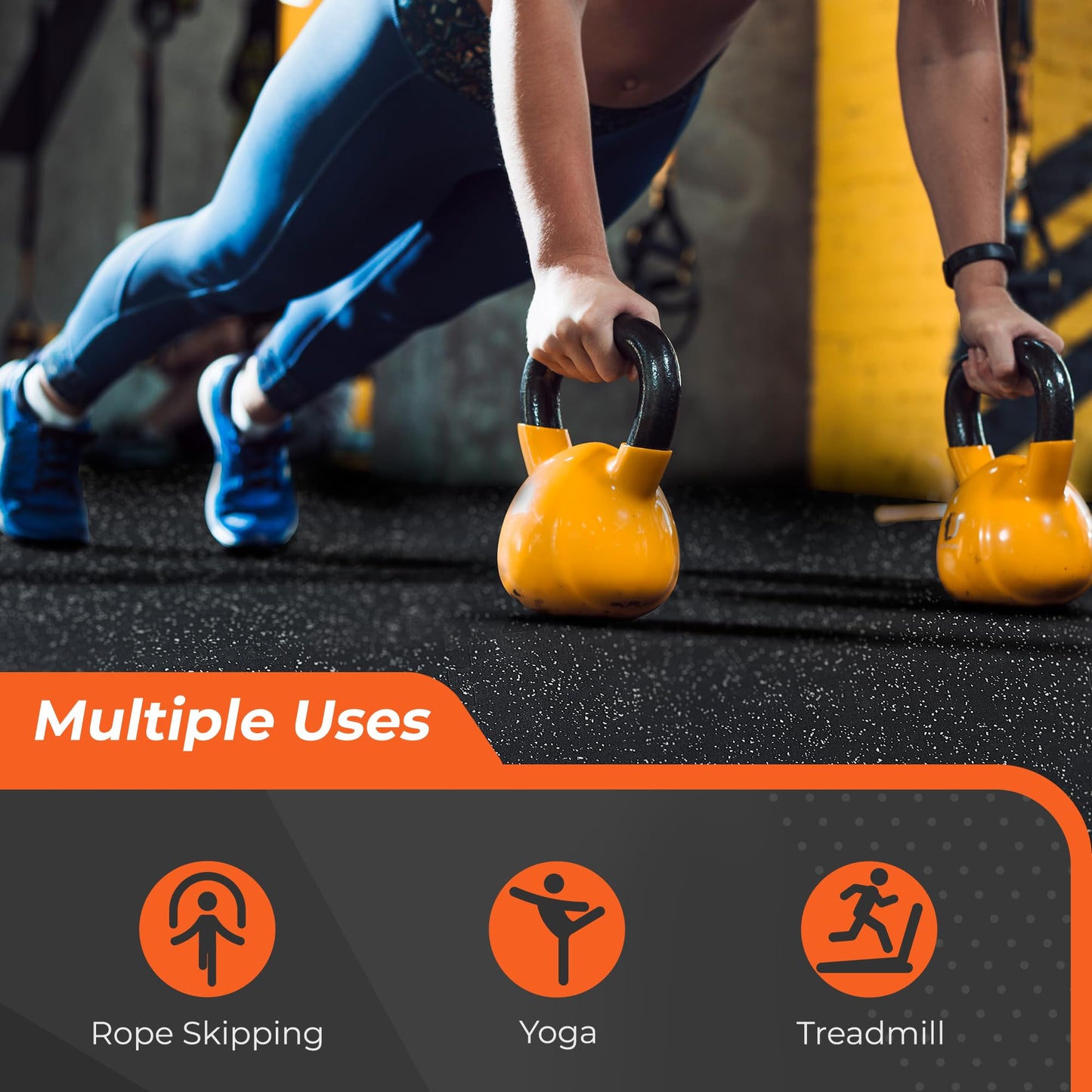SUPERJARE 0.4'' Thick 24 Pcs 96 Sq Ft Rubber Top Exercise Equipment Mats, High Density EVA Foam