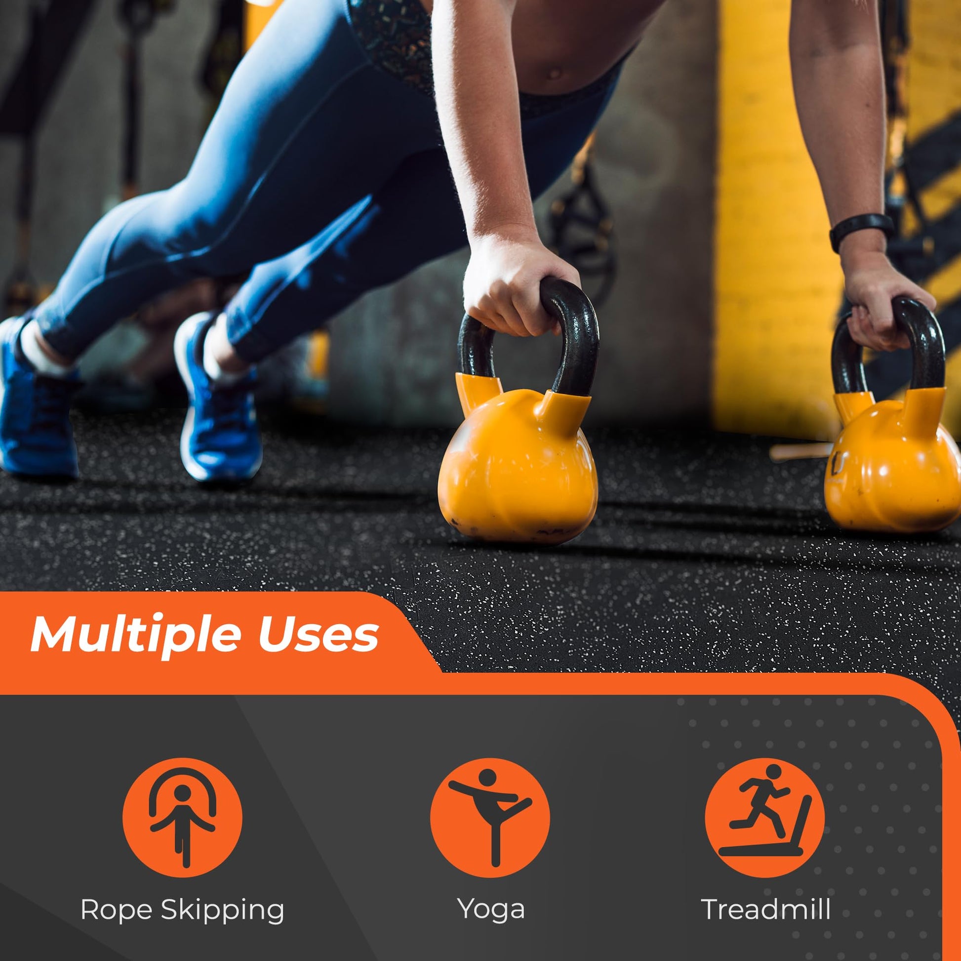 SUPERJARE 0.4'' Thick 24 Pcs 96 Sq Ft Rubber Top Exercise Equipment Mats, High Density EVA Foam