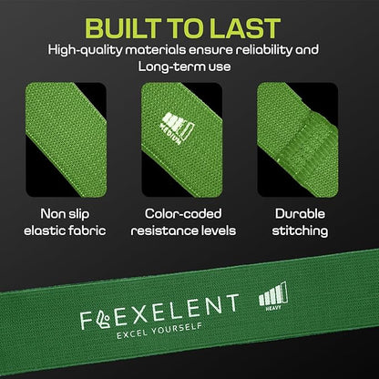 Fabric Resistance Bands for Working Out with 5 Strength Levels - Extra Light to Extra Heavy, Thick Resistance Workout Bands for Legs, Glutes, Hip, Stretching, Strength Training, and Physical Therapy