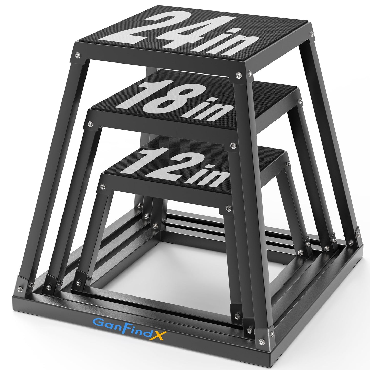 GanFindX 12/18/24" Metal Plyometric Jump Box, Heavy Duty Fitness Platform