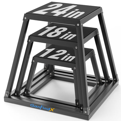GanFindX 12/18/24" Metal Plyometric Jump Box, Heavy Duty Fitness Platform