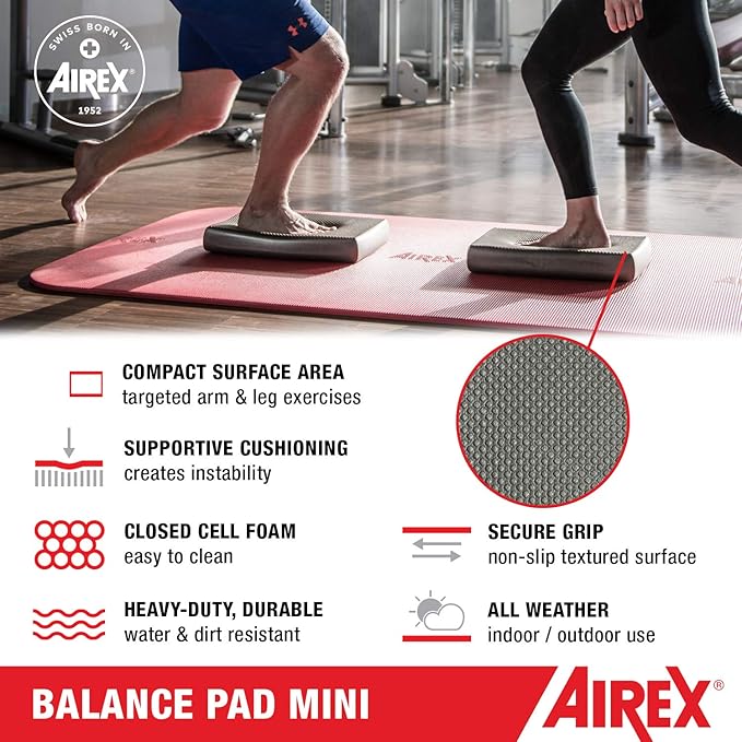 AIREX Balance Pad ??Stability Trainer for Balance, Stretching, Physical Therapy, Exercise, Mobility, Rehabilitation and Core Training Non-Slip Closed Cell Foam Premium Balance Pad