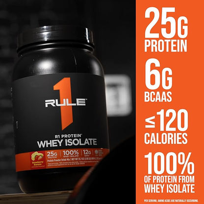 Rule 1 R1 Protein Whey Isolate - with 25g Protein & 6g BCAA Exclusively from Isolated & Hydrolyzed Sources for Workout Recovery (2 Pounds*, Cookies & Crème)