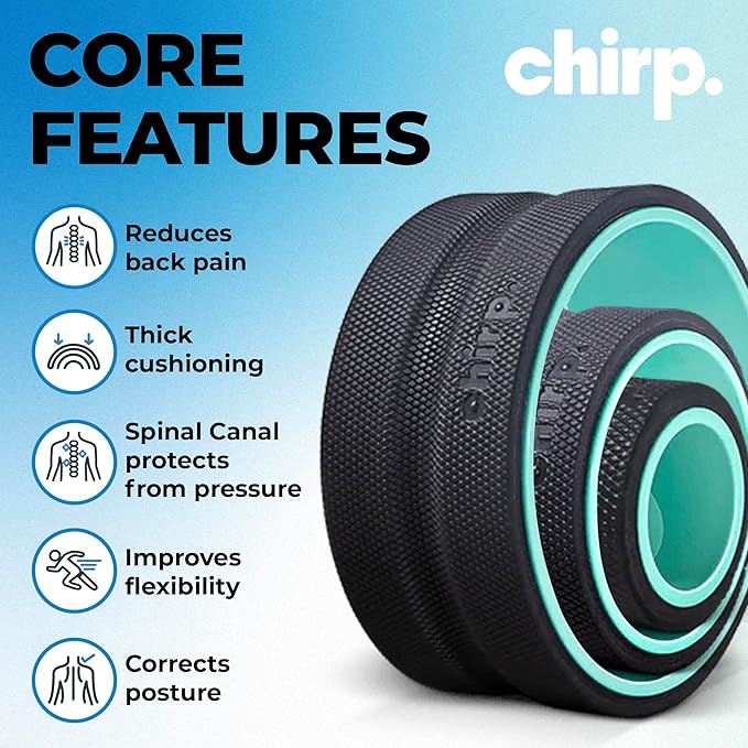 Chirp Wheel Foam Roller 3-Pack with Base ??Back Pain Relief & Massage Roller Bundle, High Density Foam Rollers for Physical Therapy, Exercise & Relaxation ??Mint ??Compatible Base Included