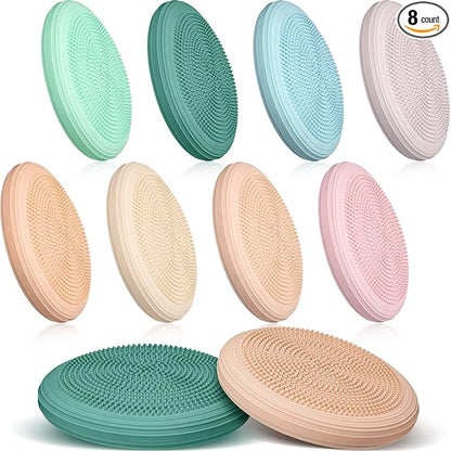 Libima 8 Pcs Wiggle Seat Inflated Wobble Cushion Sensory Seat Flexible Balance Board Balance Disc with Needle Pump for Men Women Physical Exercise Improving Posture Home Office