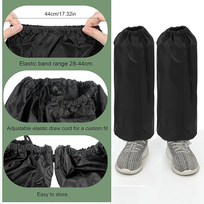 Xindojuz 2 PCS Lawn Care Leg Gaiters for Hiking Men, Waterproof Leg Guards for Snow Boots, Garden Trimming Weeds Eater Legs Chaps, Adjustable Legs Guards for Garden and Farm Working, Black