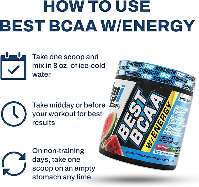 BPI Sports Best BCAA Powder - Muscle Recovery Support - Branched Chain Amino Acids Supplement | Amino Energy Powder for Lean Muscle Growth - Post Workout Recovery Drink - Hydration - Watermelon Ice