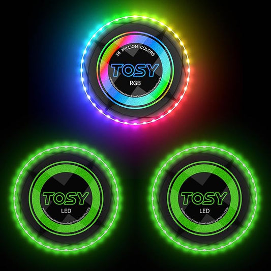 TOSY Bundle of 3 - RGB Black + 2X Green - Frisbee 108 LEDs, 16 Million Colors