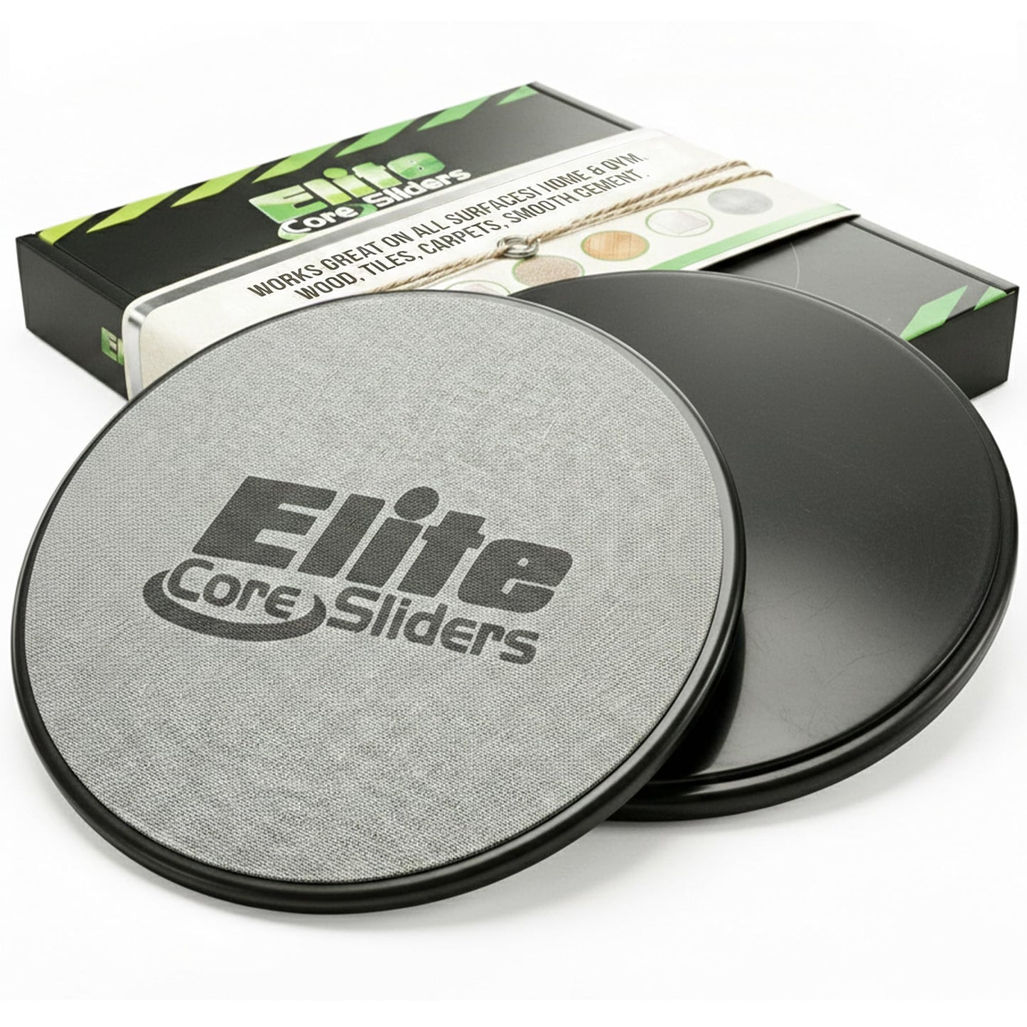 Elite Sportz Equipment Core Sliders, Exercise Gliding Discs for Strengthening, Dual Sided Gliders