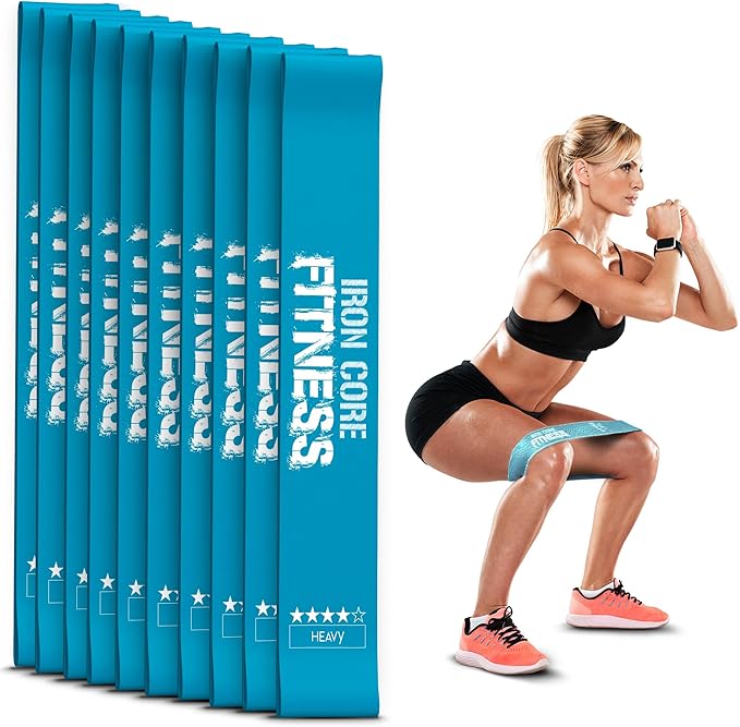 Latex Mini Resistance Bands Sets for Trainers, Bootcamp, Gym for Men and Women in Fun Colors - Ebook, Videos and Workout Chart Included by Iron Core Fitness