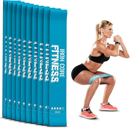 Latex Mini Resistance Bands Sets for Trainers, Bootcamp, Gym for Men and Women in Fun Colors - Ebook, Videos and Workout Chart Included by Iron Core Fitness