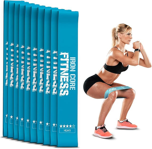 Latex Mini Resistance Bands Sets for Trainers, Bootcamp, Gym for Men and Women in Fun Colors - Ebook, Videos and Workout Chart Included by Iron Core Fitness
