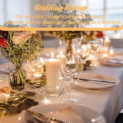 3 Pcs Ivory Pillar Candles Bulk Set，Hurricane Candlesï¼? Different Lengths ，Dripless Unscented Smokeless，Gives You a Better Atmosphere When Organizing Wedding or Event Party.