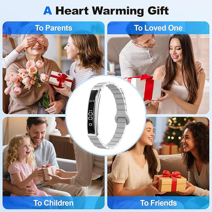 Sleep & Fitness Tracker with 2 Bands, Lightweight Smart Bracelet Wristband for Women Men, 24/7 Heart Rate, Blood Oxygen & Stress Monitor, Waterproof Health Trackers, No Subscription Fee (White)