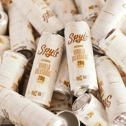 High Protein Vanilla Milkshake with 60mg Caffeine & 20g Protein - 90 Calories, Ready to Drink, Sugar Free, Lactose Free Milk, Perfect for Workout Recovery & Afternoon Pick Me Up - 12 Count