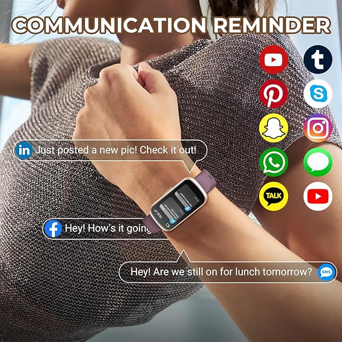 Health Fitness Tracker Smart Watch with 24/7 Heart Rate, Blood Oxygen, Sleep Tracker, Pedometer, 3 Colorful Bands & 3ATM Waterproof Activity Tracker with Step Calorie Counter, Smoke Violet