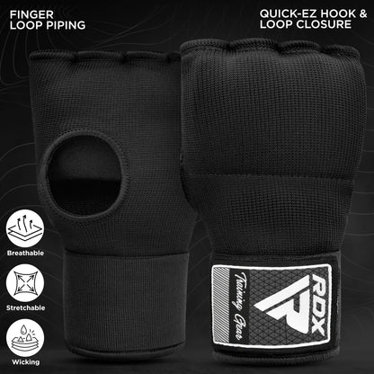 RDX Training Boxing Inner Gloves Hand Wraps MMA Fist Protector Bandages Mitts,Black,Large
