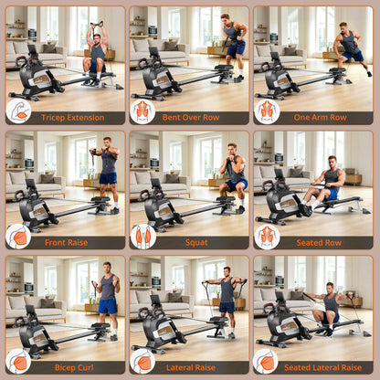 pooboo Rowing Machine for Home, Foldable Magnetic Rowing Machine