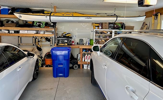 Tie Boss Kayak Hanger, Cargo Ceiling Storage, Overhead Storage, Watercraft Garage Storage, Hoist System. Green