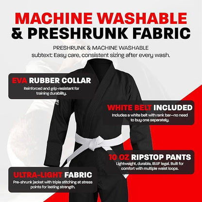 Hawk Sports Brazilian Jiu Jitsu Gi for Men and Women with Jacket, Pants, and White Belt for Martial Arts Training