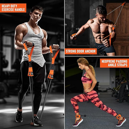WALITO Resistance Bands Set - Exercise Bands with Handles, Door Anchor, Legs Ankle Straps, for Heavy Resistance Training, Physical Therapy, Muscle Training, Yoga, Home Workouts, Gym Equipment