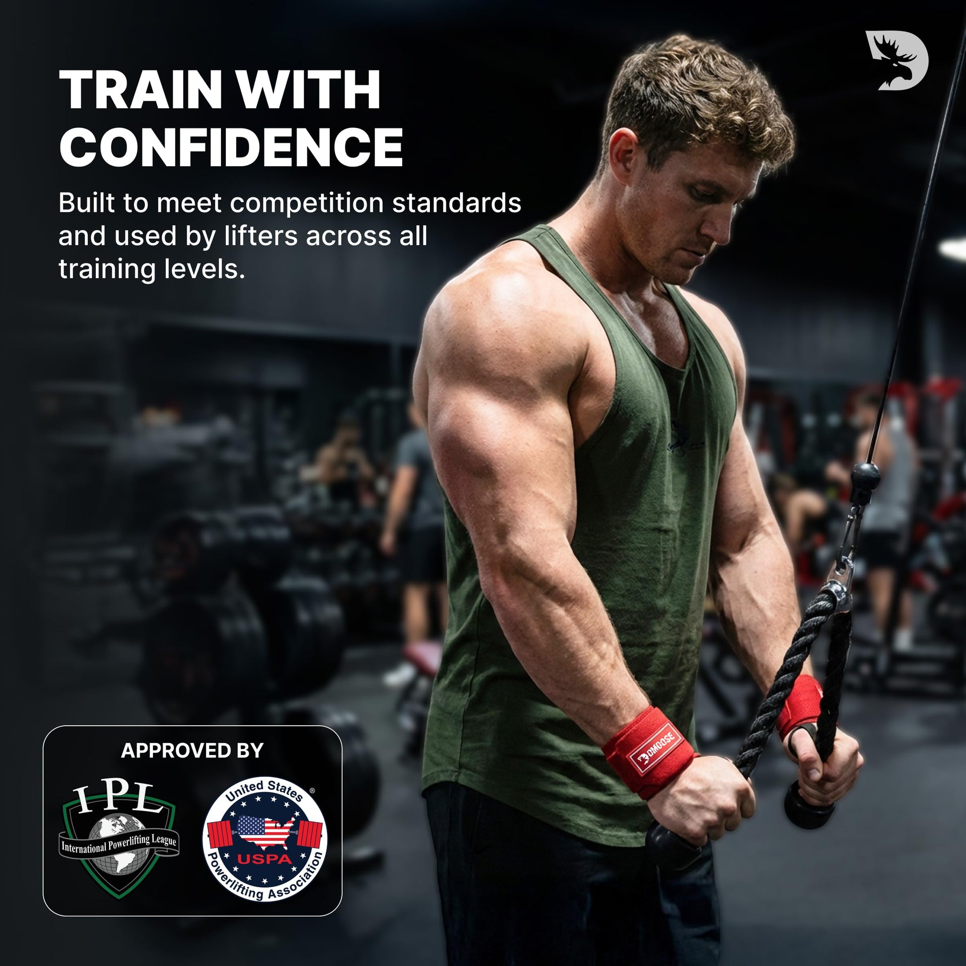 DMoose Wrist Wraps (IPL Approved), Avoid Injury and Maximize Grip with Thumb Loop, 18" or 12" Gym