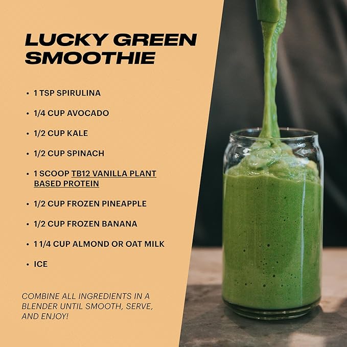 TB12 Plant Based Protein Powder by Tom Brady, 24g of Vegan Pea Protein, Low Sugar, Low Carb, Non-GMO, Meal Replacement, Keto Friendly, Paleo, Sugar Free, Vanilla Flavor (30 Servings/2.12lbs)