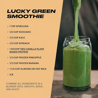 TB12 Plant Based Protein Powder by Tom Brady, 24g of Vegan Pea Protein, Low Sugar, Low Carb, Non-GMO, Meal Replacement, Keto Friendly, Paleo, Sugar Free, Vanilla Flavor (30 Servings/2.12lbs)