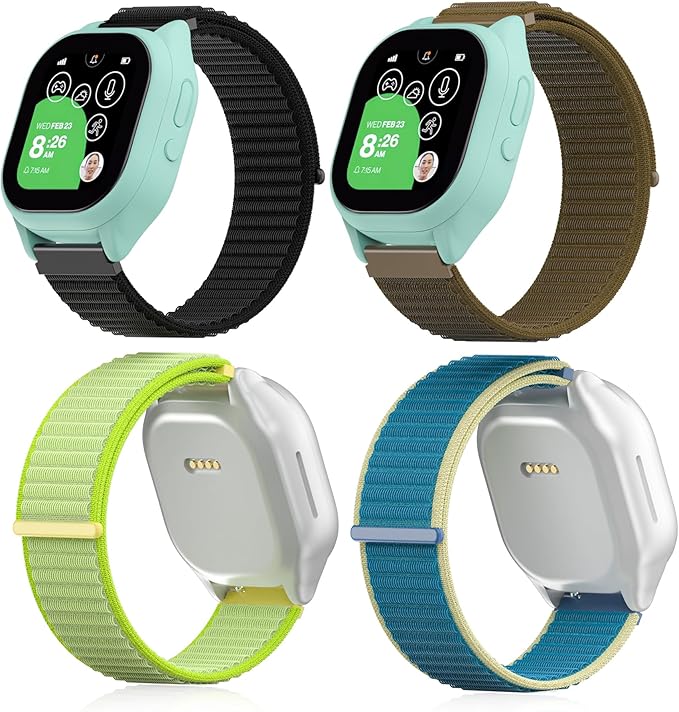 EWUONU 4 pack Adjustable Braided 20mm Band Compatible with Gizmo Watch 3 2 1/Gabb Watch 3e 3 2 1/SyncUP Kids Watch，Hypoallergenic & Durabl