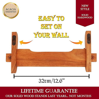Mythrojan Solid Wood Sword Stand Medieval Sword Wall Mount Samurai Sword Display Stand Katana Sword Holder Gladiator Sword Wall Display Crusader Sword Stand Knife Stand for Display - One Tier Stand