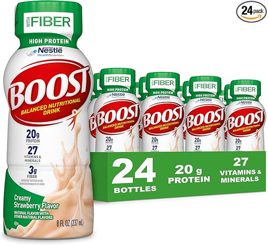 BOOST High Protein with Fiber Ready to Drink Complete Nutritional Drink, Creamy Strawberry, 8 fl oz