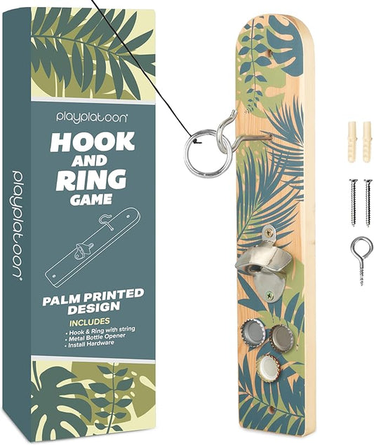 Play Platoon Hook and Ring Toss Bar Game for Adults - Wood Toss Ring Game for Adults - Perfect