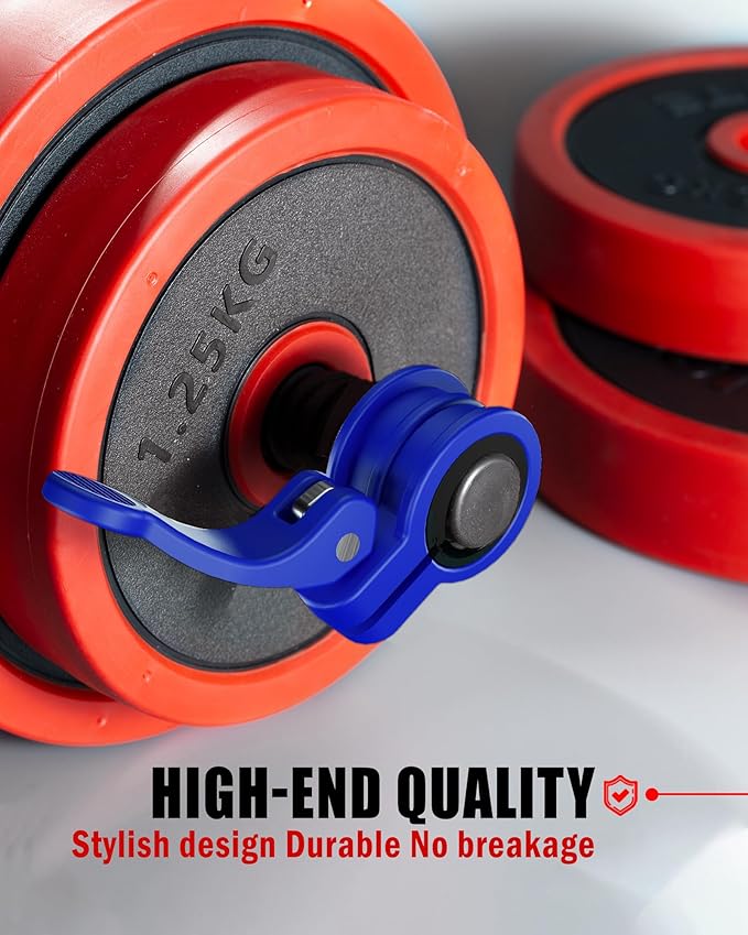 Narrow Barbell Clips 2.5cm Width for Olympic Bars, 0.9-1.18inch Adjustable Weight Clamps, Quick Release Locking Collars for Weightlifting