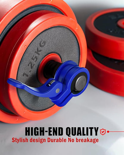 Narrow Barbell Clips 2.5cm Width for Olympic Bars, 0.9-1.18inch Adjustable Weight Clamps, Quick Release Locking Collars for Weightlifting