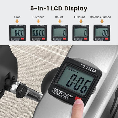 Sportneer Under Desk Bike Pedal Exerciser: Mini Exercise Bike Portable Peddler Sitting for Seniors with LCD Display Arm & Leg Bike Pedals Exerciser with Anti-Skid Mat for Home Office