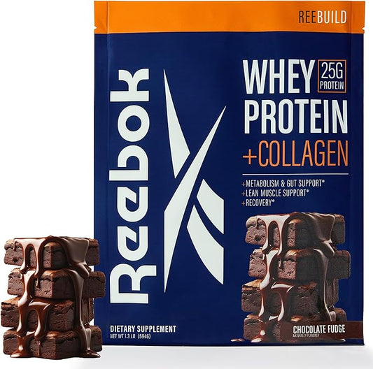 Reebok Whey Protein Powder + Collagen Peptides | 25g Protein with 9 Essential Amino Acids | Muscle