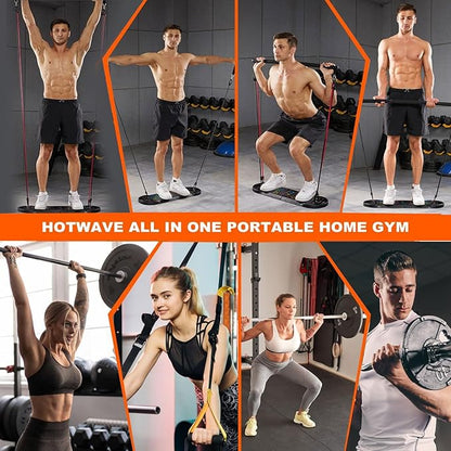 HOTWAVE Portable Exercise Equipment with 16 Gym Accessories.20 in 1 Push Up Board Fitness,Resistance Bands with Ab Roller Wheel,Full Body Workout at Home