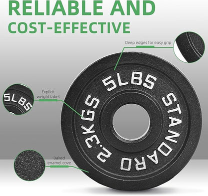 Olympic Cast Iron 2-Inch Weight Plate for Strength Training & Weightlifting, Home Gym, Multiple Weights Available