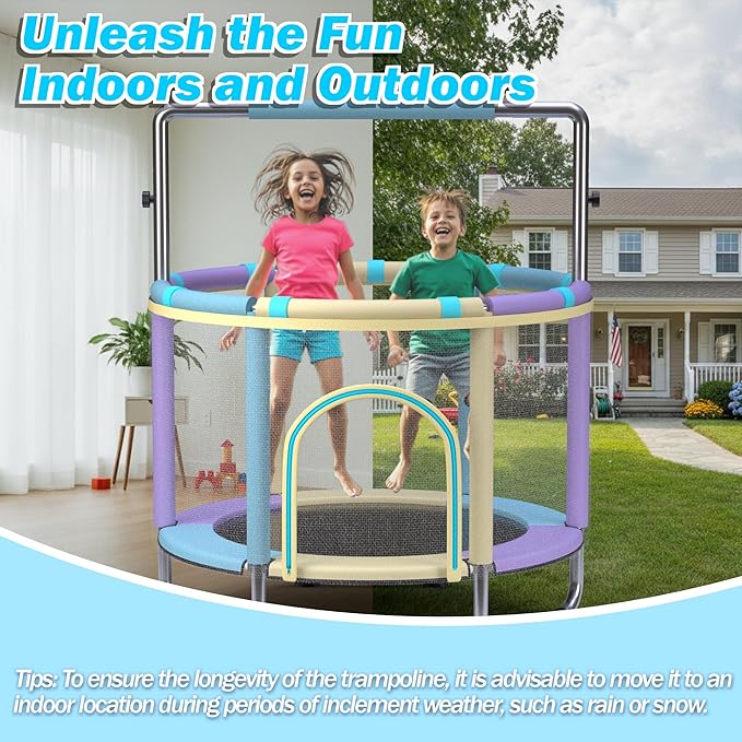 Trampoline for Kids 55inch Toddler Mini Small Trampoline Outdoor Indoor Basketball Hoop, Swing, Gift for Baby, Toddlers & Kids Ages 3-6