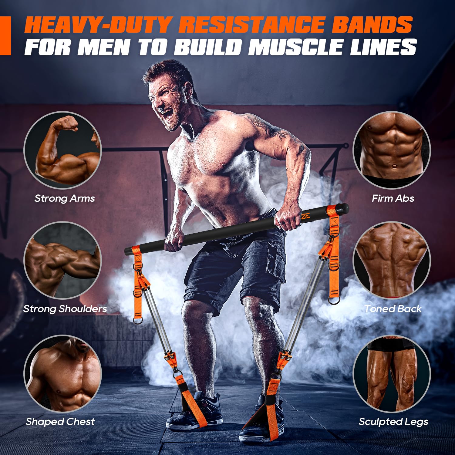 KUTIZE Pilates Bar Kit with Resistance Bands, Heavy Duty Pilates Equipment for Men, Training Bands