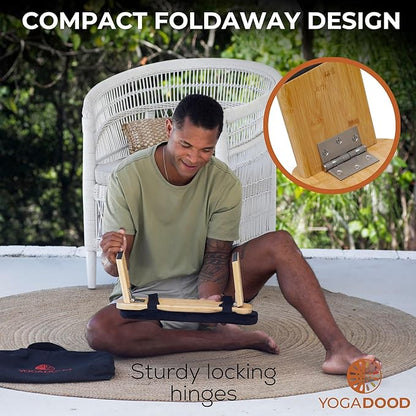Yoga Dood Meditation Bench - Folding Bamboo Meditation Stool with Velvet Cushion & Carry Bag, Seiza Prayer Bench