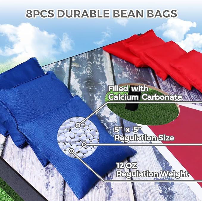 2’x3’ Cornhole Boards Set, Cornhole Outdoor Game Set - Corn Hole Toss Boards Set with 8 Cornhole Bags and 2 Cornhole Boards, Cornhole Sets for Adults Lawn Outside Backyard Games