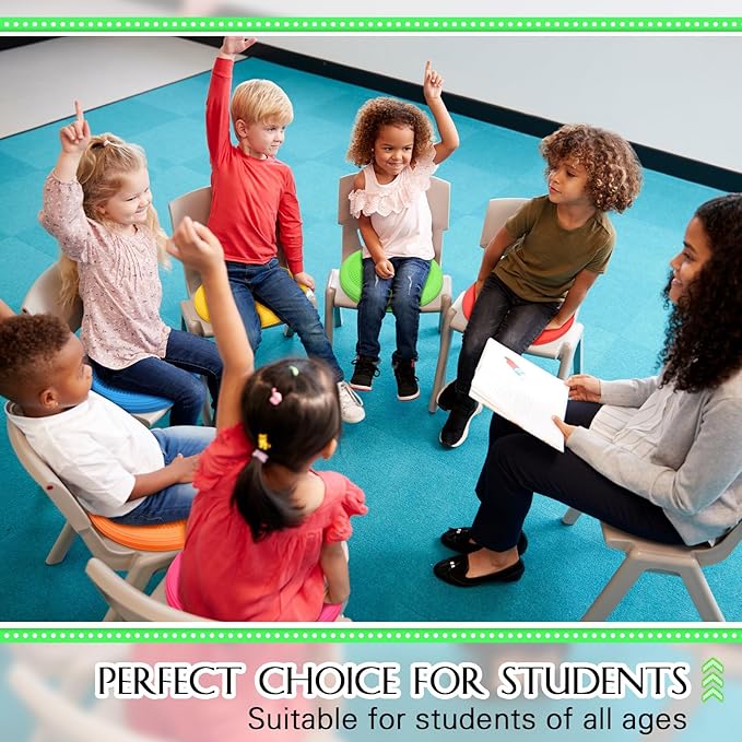 Libima 8 Pcs Wiggle Seat Inflated Wobble Cushion Sensory Seat Flexible Balance Board Balance Disc with Needle Pump for Men Women Physical Exercise Improving Posture Home Office