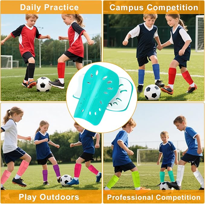 2 Pairs Shin Guards Soccer for Kids,Shin Pads Extra Lightweight Breathable Slide in Shin Guard for Football Training Match Outdoor Activities Protective Slip-in Shin Guards for Boys Girls