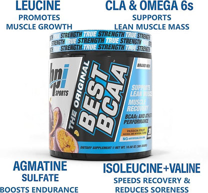 BPI Sports Best BCAA Powder - Muscle Recovery Support - Branched Chain Amino Acids | Building Blocks of Protein and Muscle - Post Workout Recovery ??Hydration - Passion Fruit, 30 Servings