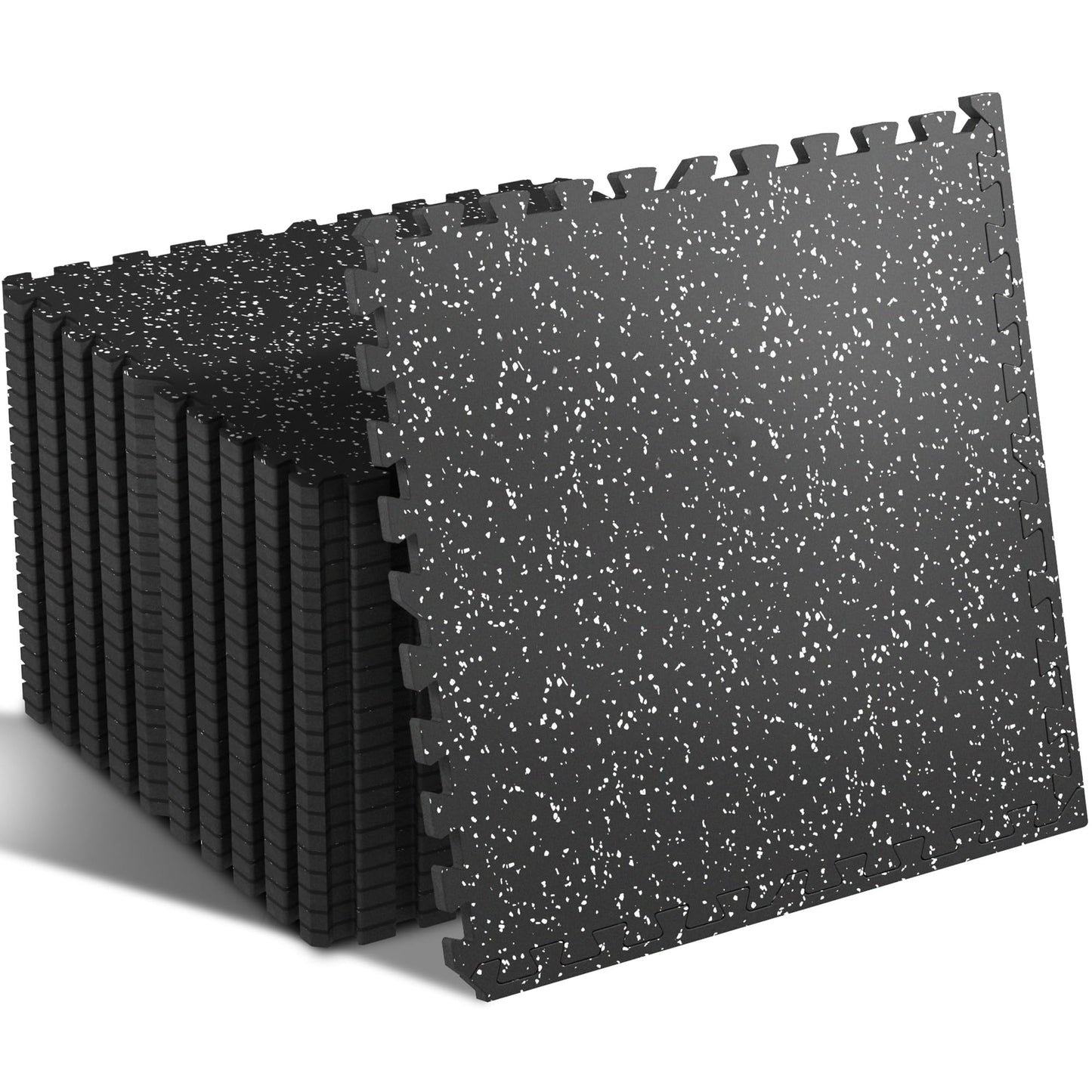 SUPERJARE 0.4'' Thick 24 Pcs 96 Sq Ft Rubber Top Exercise Equipment Mats, High Density EVA Foam