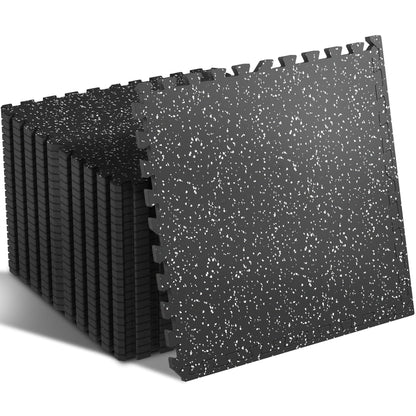 SUPERJARE 0.4'' Thick 24 Pcs 96 Sq Ft Rubber Top Exercise Equipment Mats, High Density EVA Foam