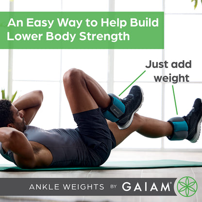 Gaiam Ankle Weights, Adjustable Strap, Set of 2 (10LB)