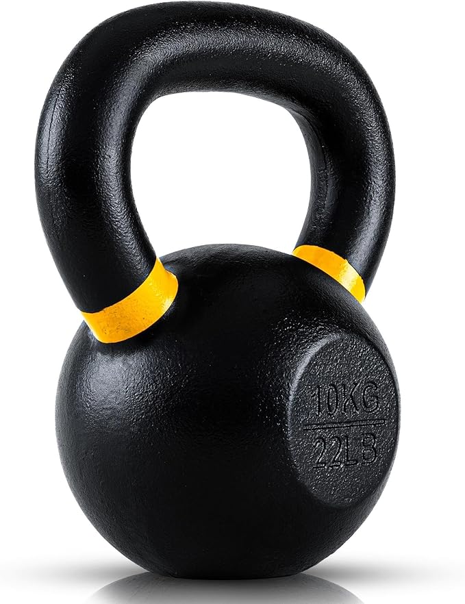 Single Cast Iron Kettlebell | Powder Coated - Wide Handle Weights for Core & Glute Workouts; Swings, Squats, Deadlifts; Strength, Endurance & Flexibility for Men & Women