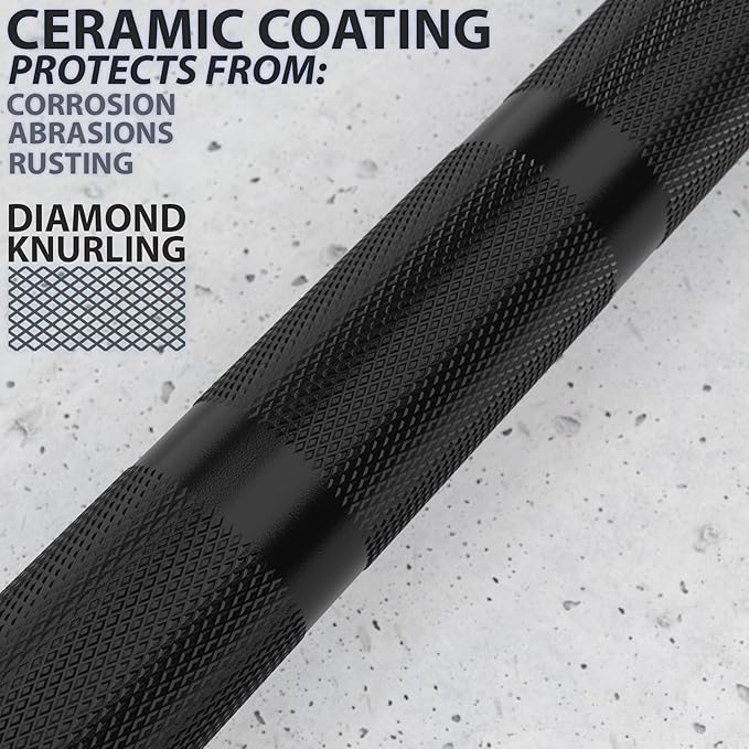 Synergee Games 15kg and 20kg Colored Ceramic Coated Barbells. Rated 1500lbs for Weightlifting and Powerlifting. Black, Red, Grey, Pink